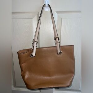 Michael Kors Tan Leather Tote Bag with Structured Design